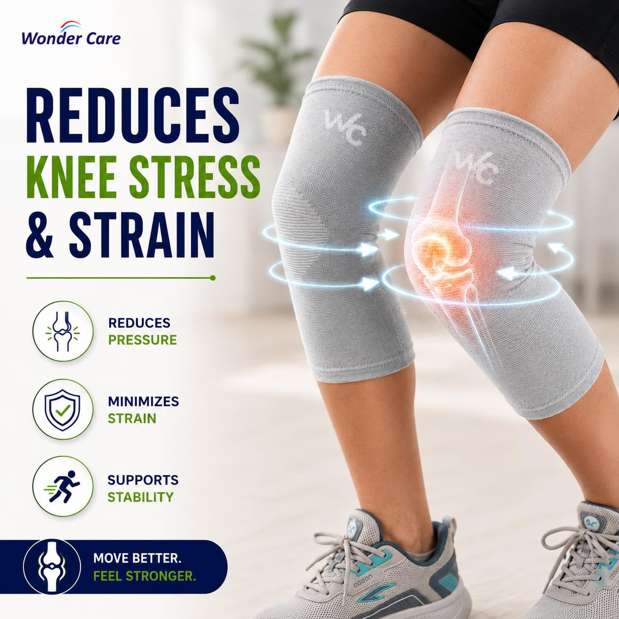 2-Pack Bamboo Knee Compression Sleeve for Men and Women, Compression Knee Sleeve