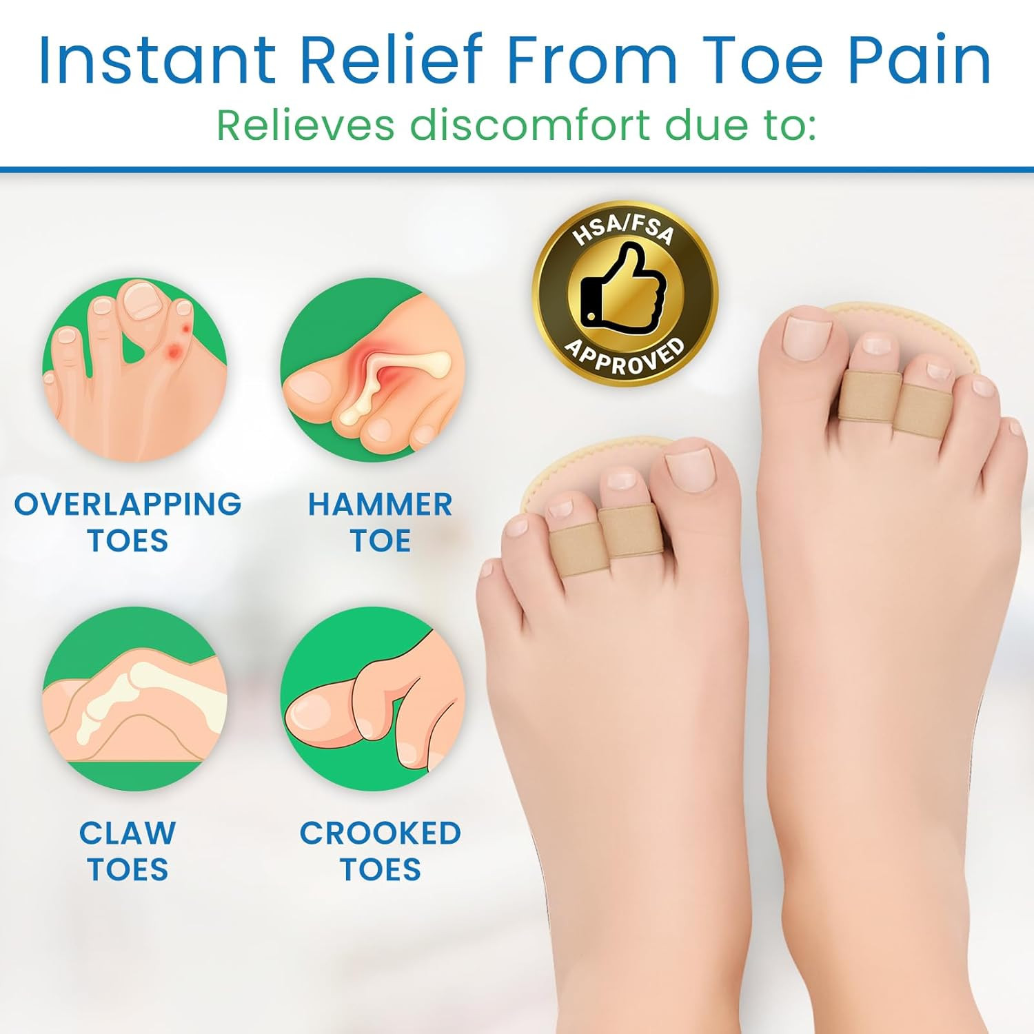 Budin Splint Toe Straightener (Pair) – Hammer Toe Corrector for Women, Men – Cro