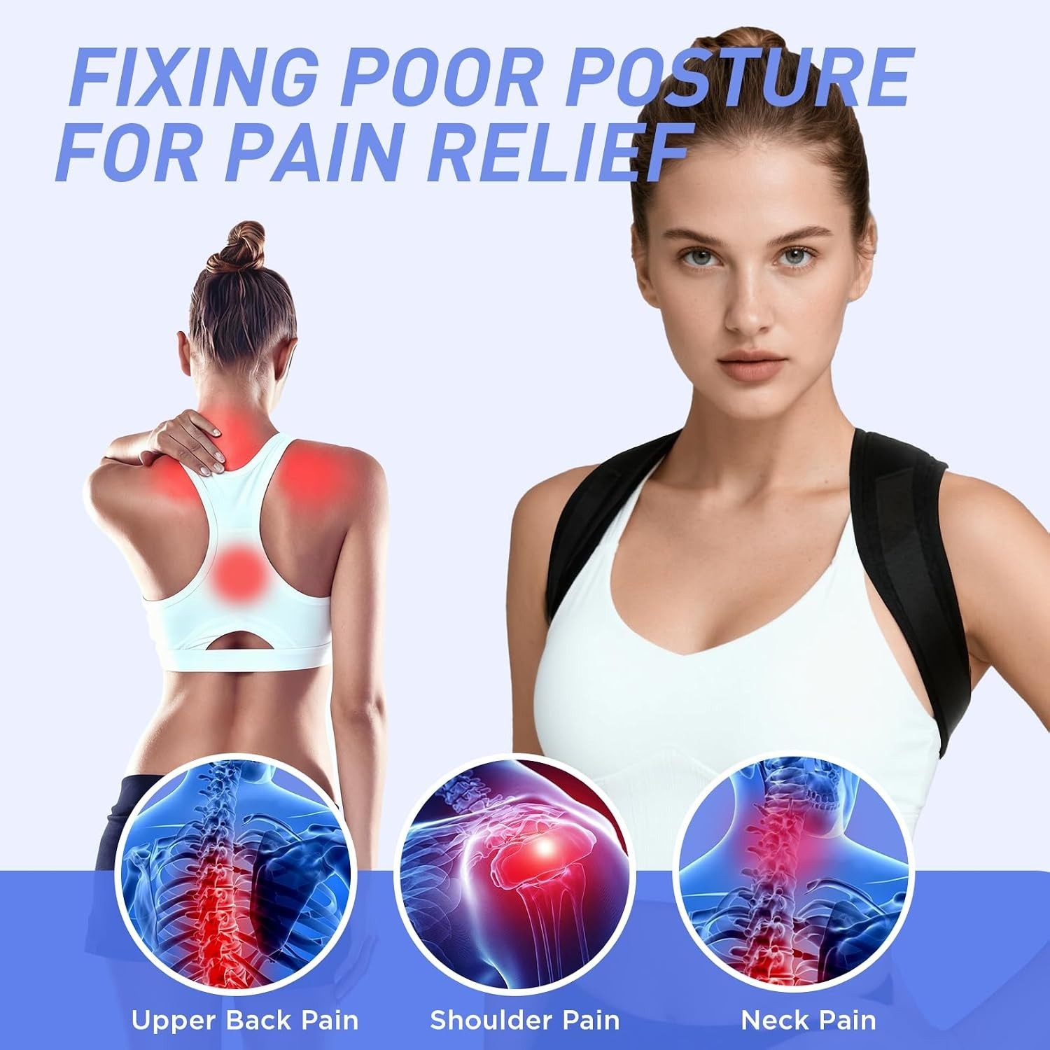Posture Corrector Back Brace Adjustable Support for Neck Shoulder Spine Pain