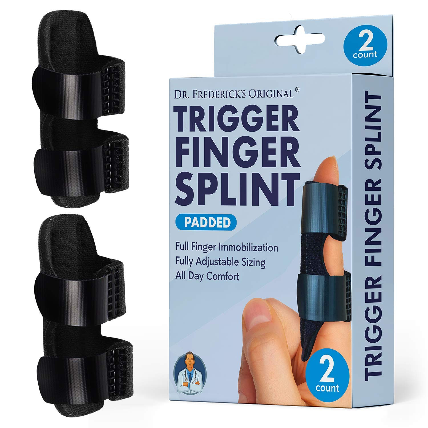 Original Trigger Finger Splint – 2Pcs Doctor-Developed Design Fits Index Finger
