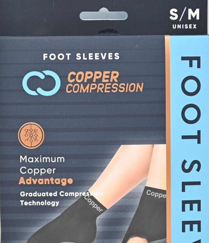 Copper Compression Foot Sleeve Copper Infused S/M 1 Pair
