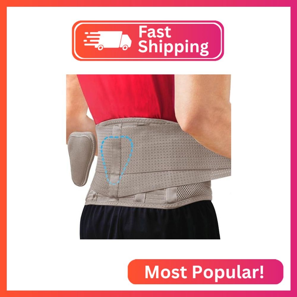 Sparthos Back Brace for Women & Men, Sciatica, Lower Back Pain – Taupe-L