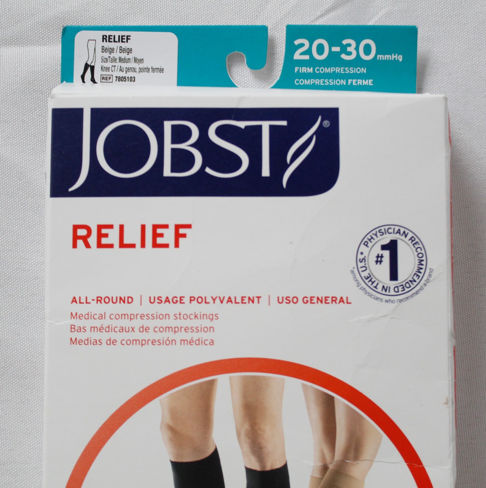 Jobst Unisex 20-30 mmHg Closed Toe Compression Knee High Socks NN7 Beige Med NWT