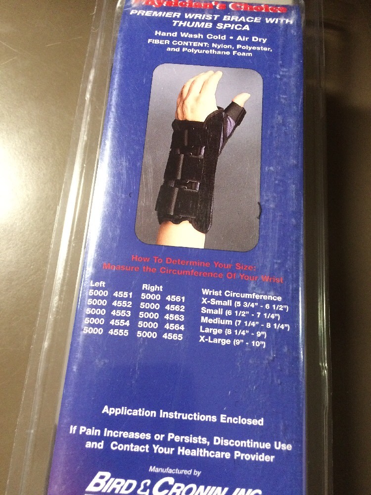 Physicians Choice Premier Wrist Brace Right Xtra Size Small #5000-4561 NIP