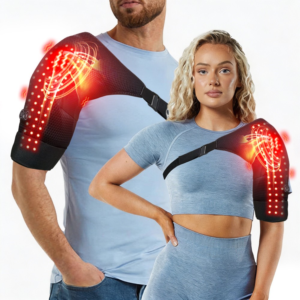 Red Light Shoulder Massager Pain Relief with 3 Vibration Modes, 3 Heating Levels