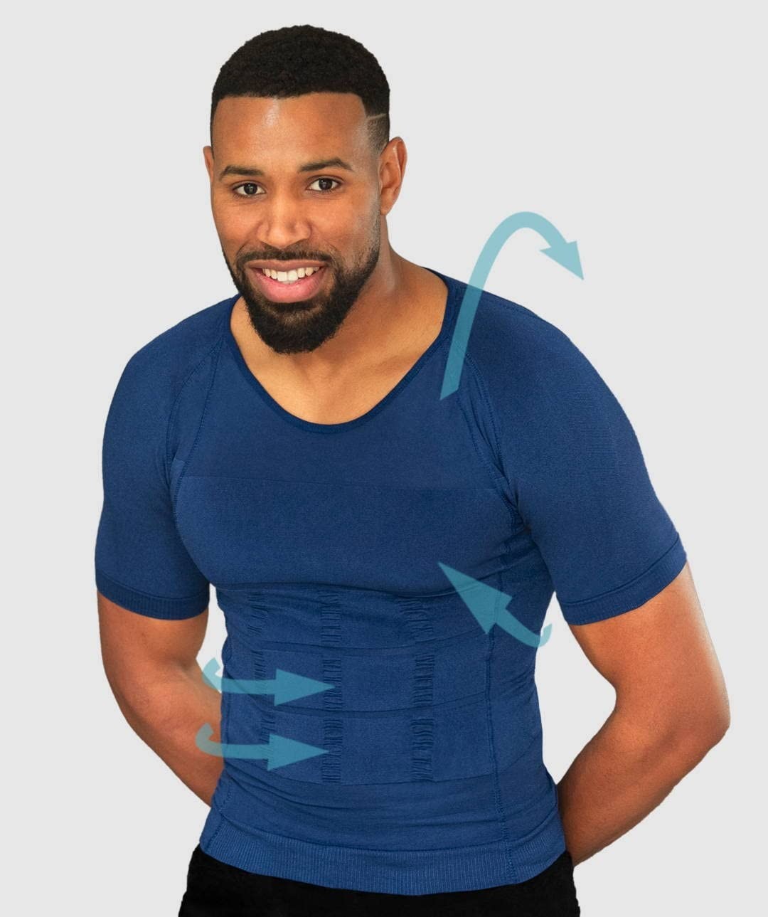 Curveless Mens Posture Corrector Compression Shirt Back Support ShortSleeve XXXL