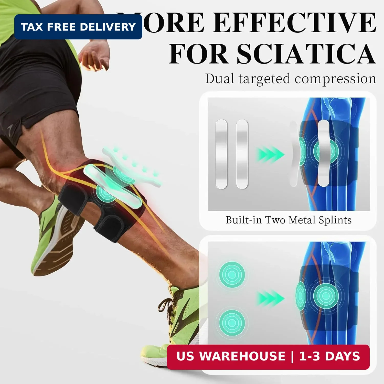 Oyakin Sciatica Pain Relief Devices Brace, Sciatic Nerve Knee Brace with Dual Ad