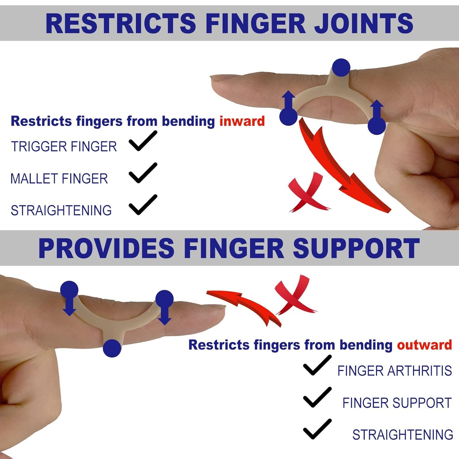 10Pcs Oval Finger Splints & Sleeves Kit, 6 Graduated Trigger Finger Splint & 4 F
