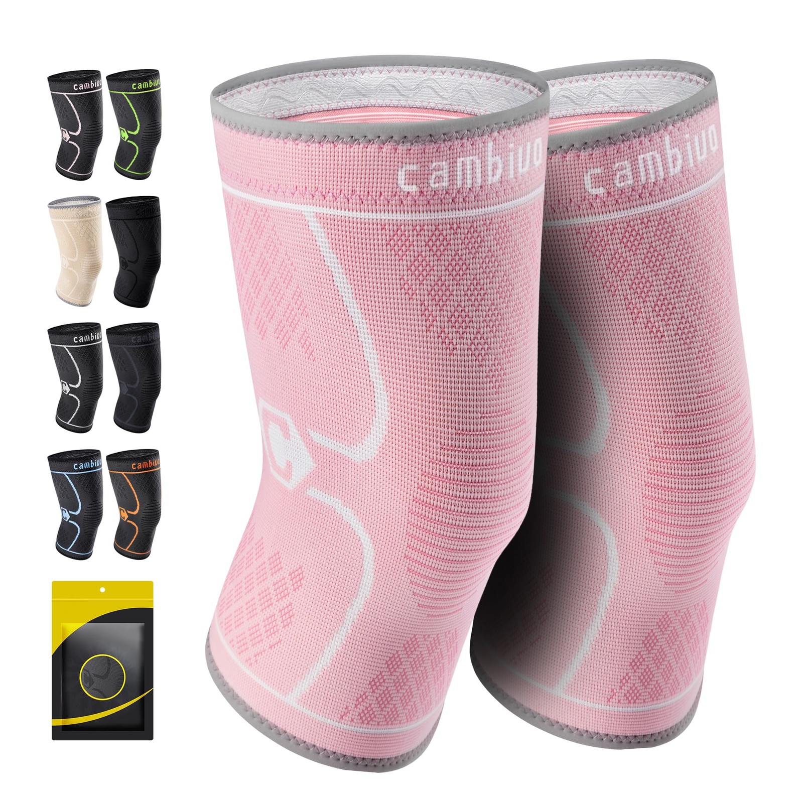 2 PCS Rose Knee Brace Compression Sleeve Men Women Support Running Large