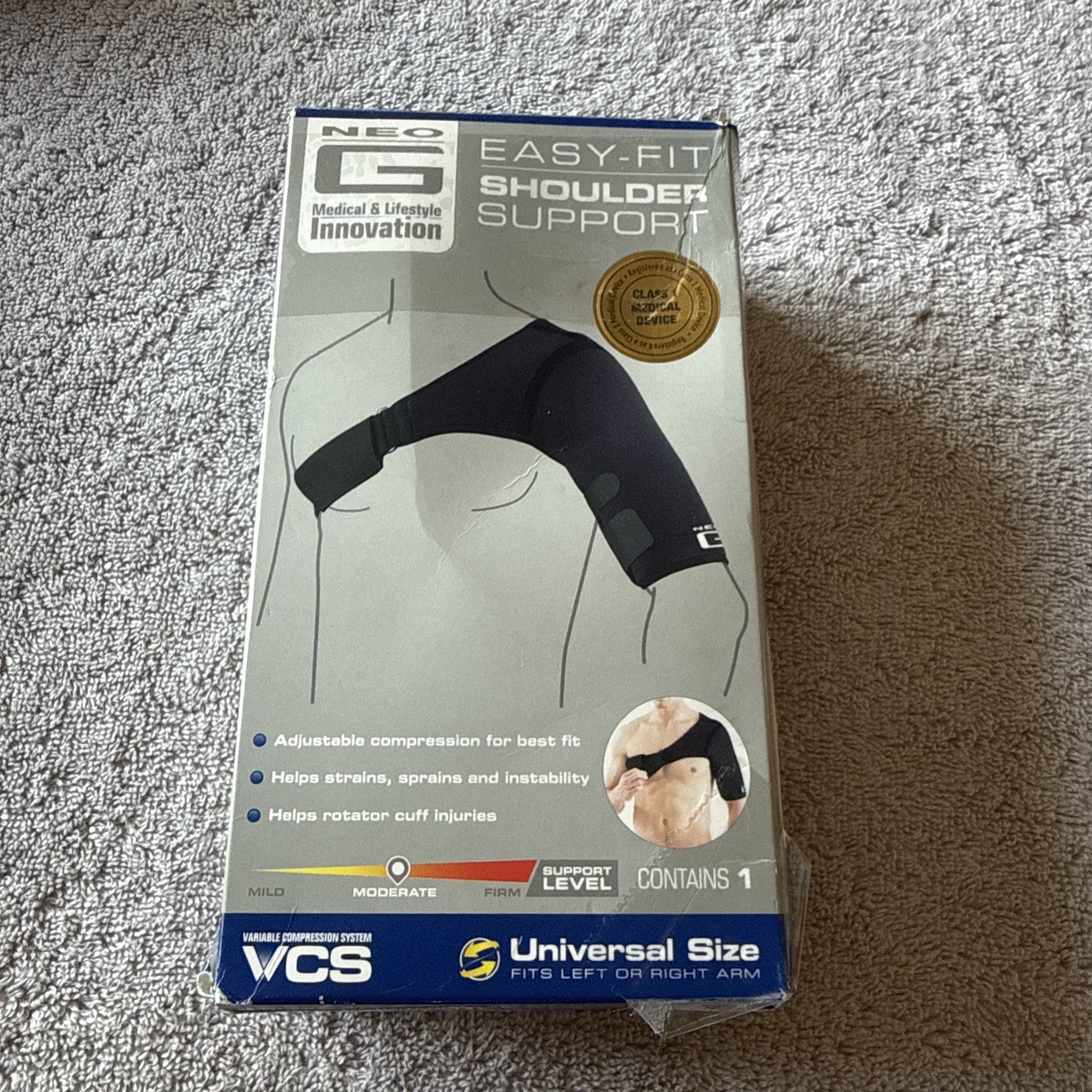 NEO G EASY-FIT SHOULDER SUPPORT UNIVERSAL SIZE LEFT OR RIGHT ARM – New Open Box