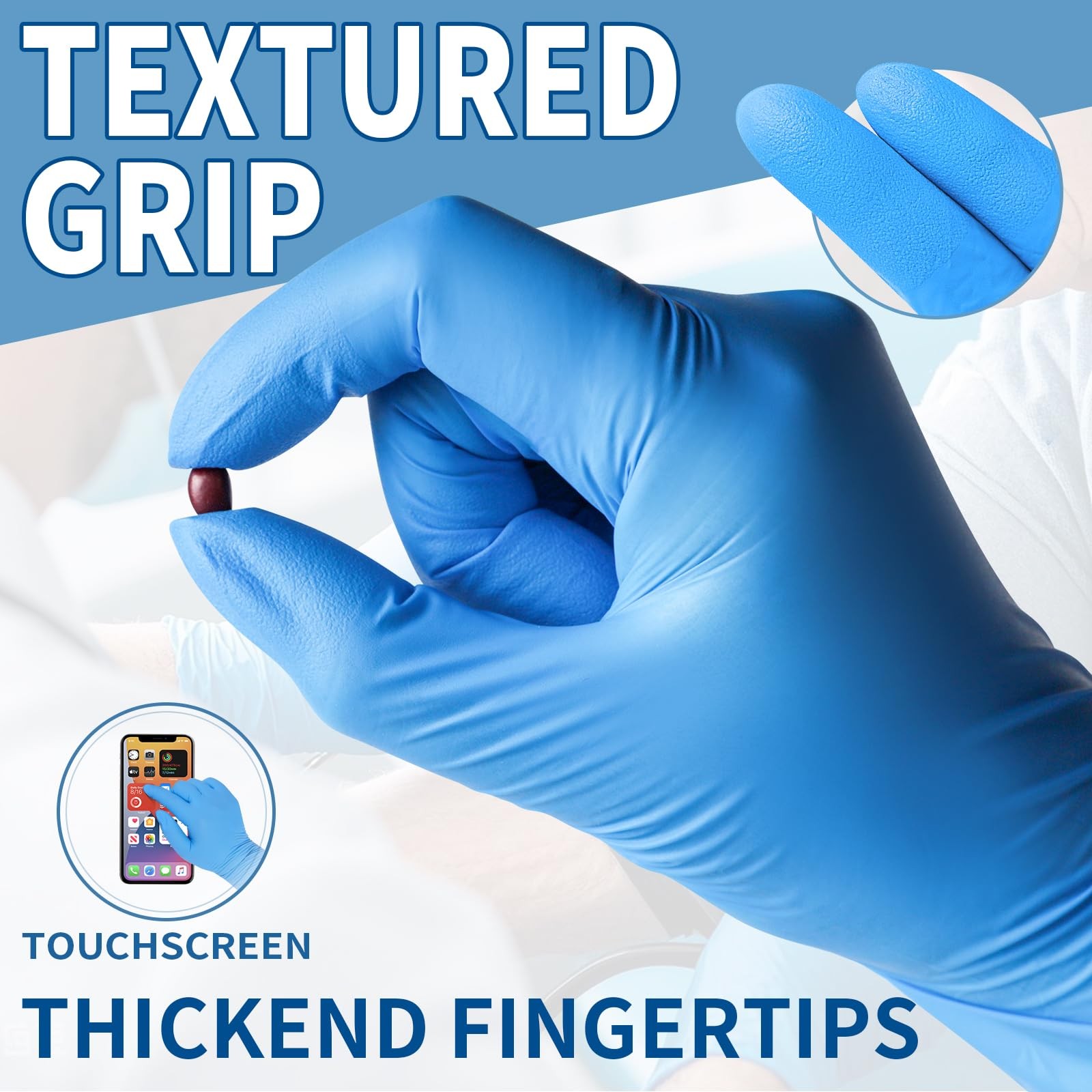 FINITEX Blue Disposable Nitrile Exam Gloves – 200 Medium (Pack of 200),