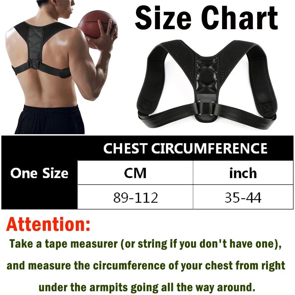 Corrector de postura soporte de espalda para hombres y mujeres 35″-44″ ajustable