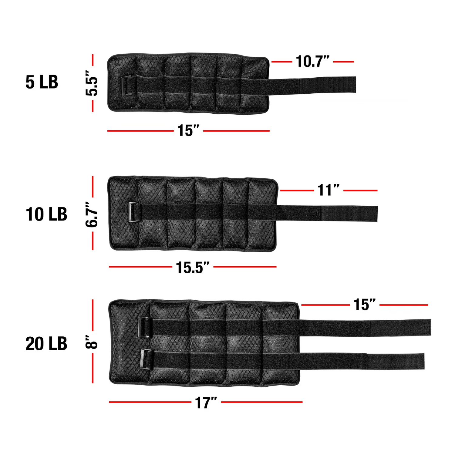 Fuel Pureformance Adjustable Wrist & Ankle Weights 10lb Pair, 2 Pack