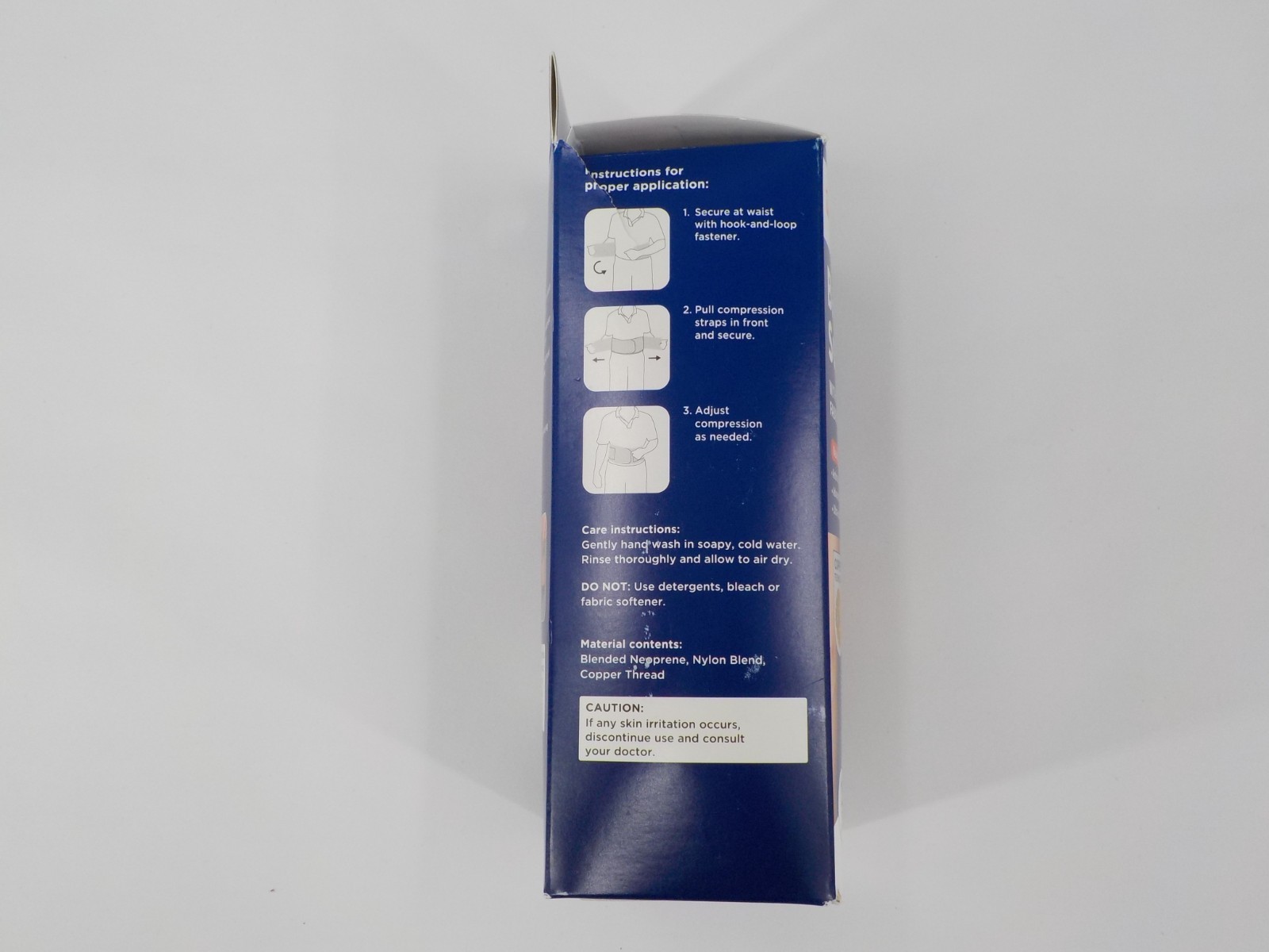 WALGREENS 1 BACK SUPPORT COPPER-INFUSED FABRIC ADJUSTABLE 1 SZ FITS MOST CRUSHED