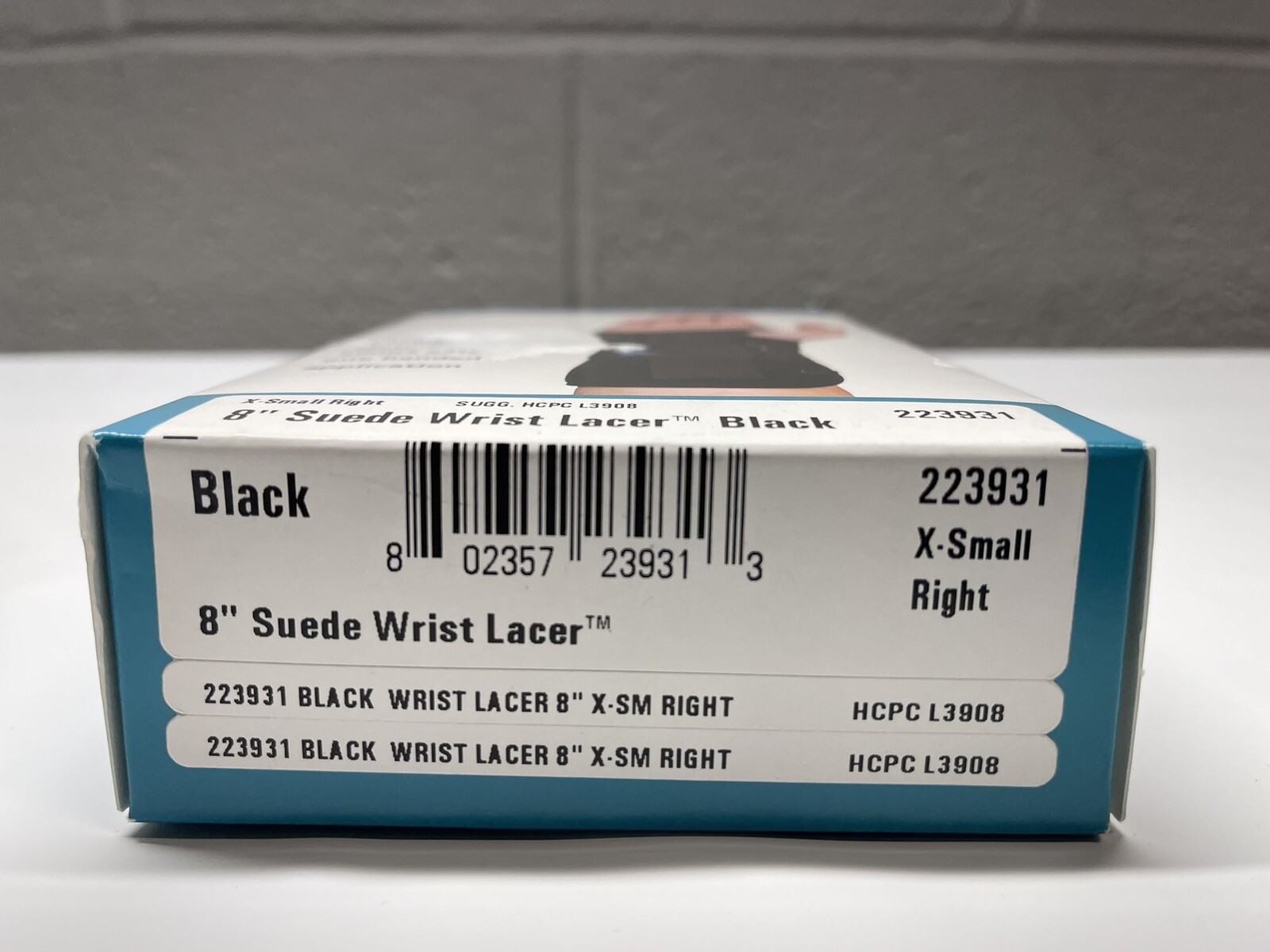 Wrist Support 8” Suede Wrist Lacer BLACK, 223921, SIZE:X SMALL RIGHT-NEW IN BOX