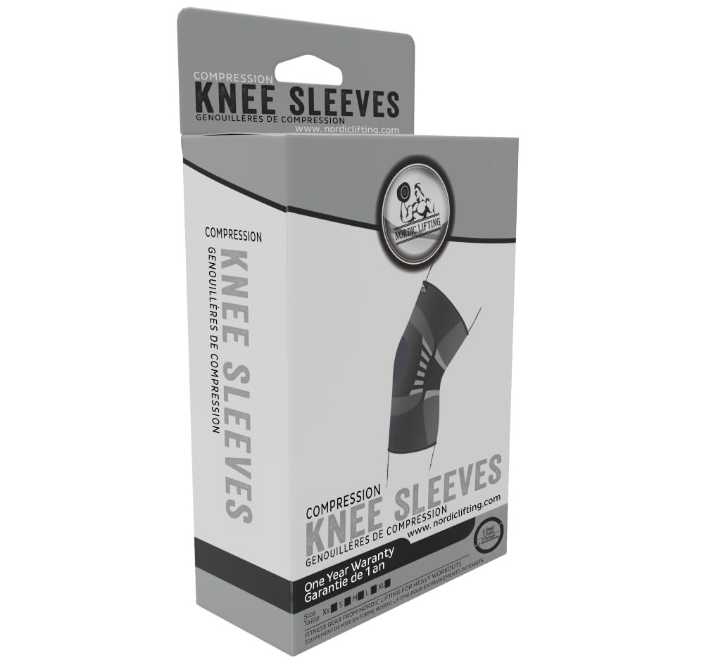 Nordic Lifting Knee Compression Sleeves, 1 Pair, Support for XX-Large, Grey