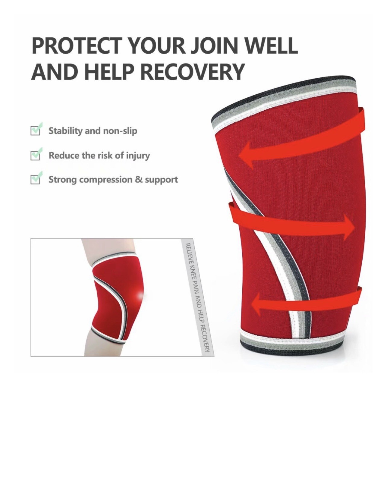Knee Sleeves Support Compression Weightlifting 7mm Neoprene Sleeve Squats Brace