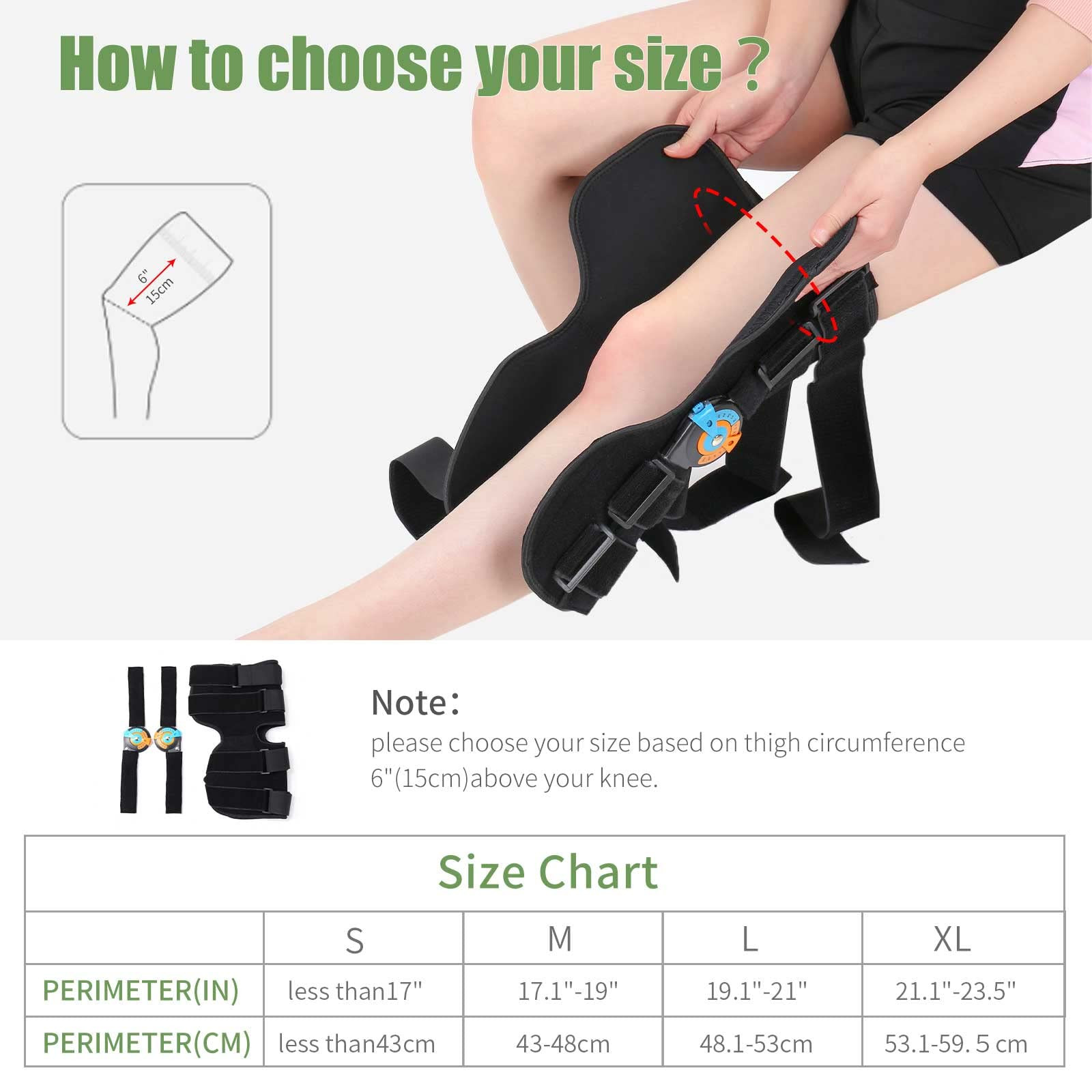 Hinged Knee Brace with Side Stabilizers ROM Knee Support Adjustable Knee Immo…