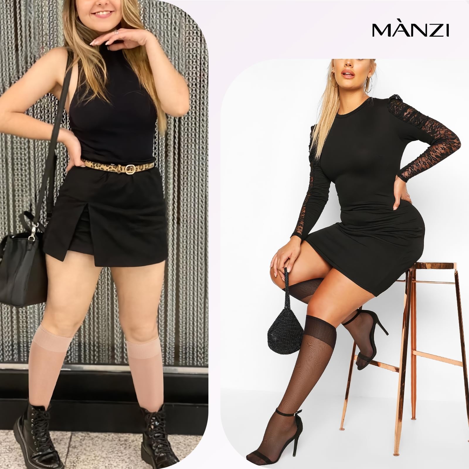 6 Pairs Plus Size Knee Highs for Women 15 Denier Sheer Nylon Socks Knee High …
