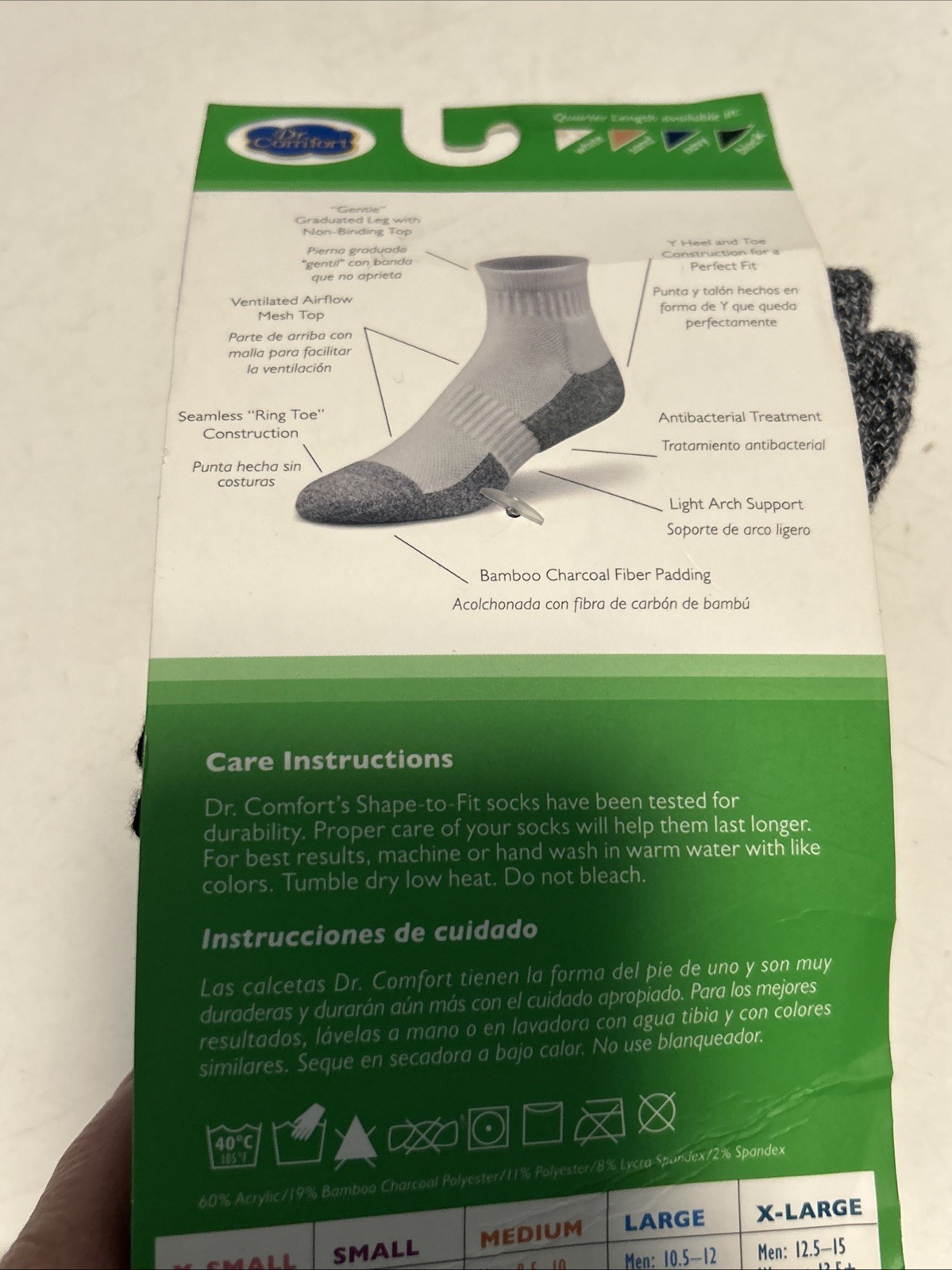 Dr Comfort Diabetic Quarter Length Socks Shape to Fit Medium Charcoal