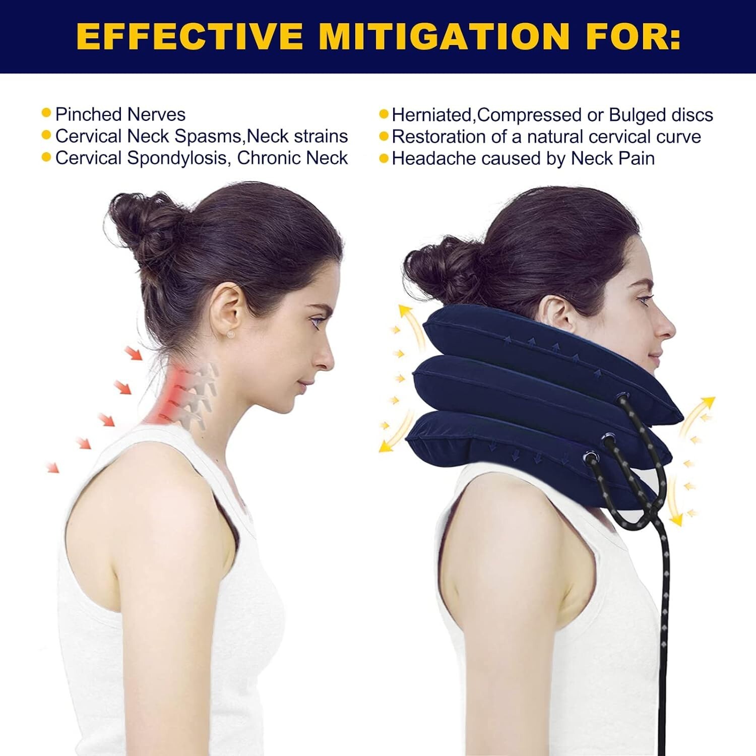 Cervical Neck Traction Device ​for Neck Pain Relief, Adjustable Inflatable(Blue)