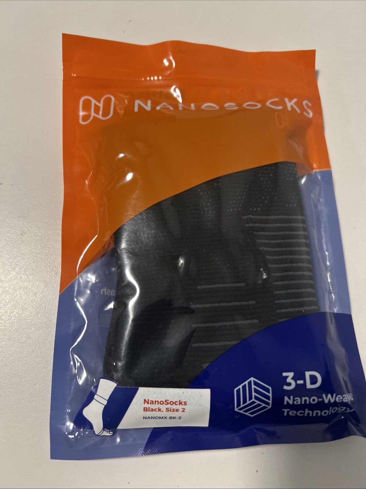 NEW! Nanosocks 3D Nano-Weave Technology Nanomx-BK-2 BLACK Size 2 / Medium