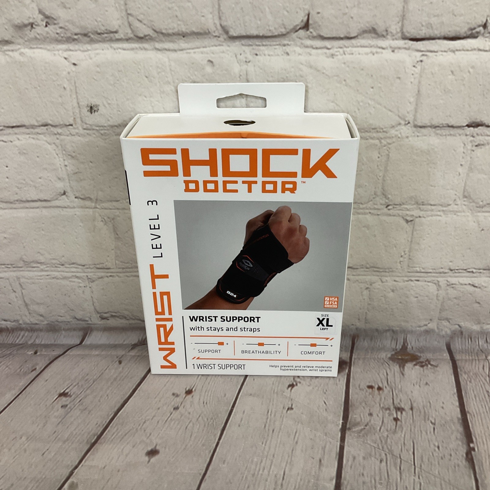 Shock Doctor Sports Therapy Left Wrist Support with Stays and Straps Black XL