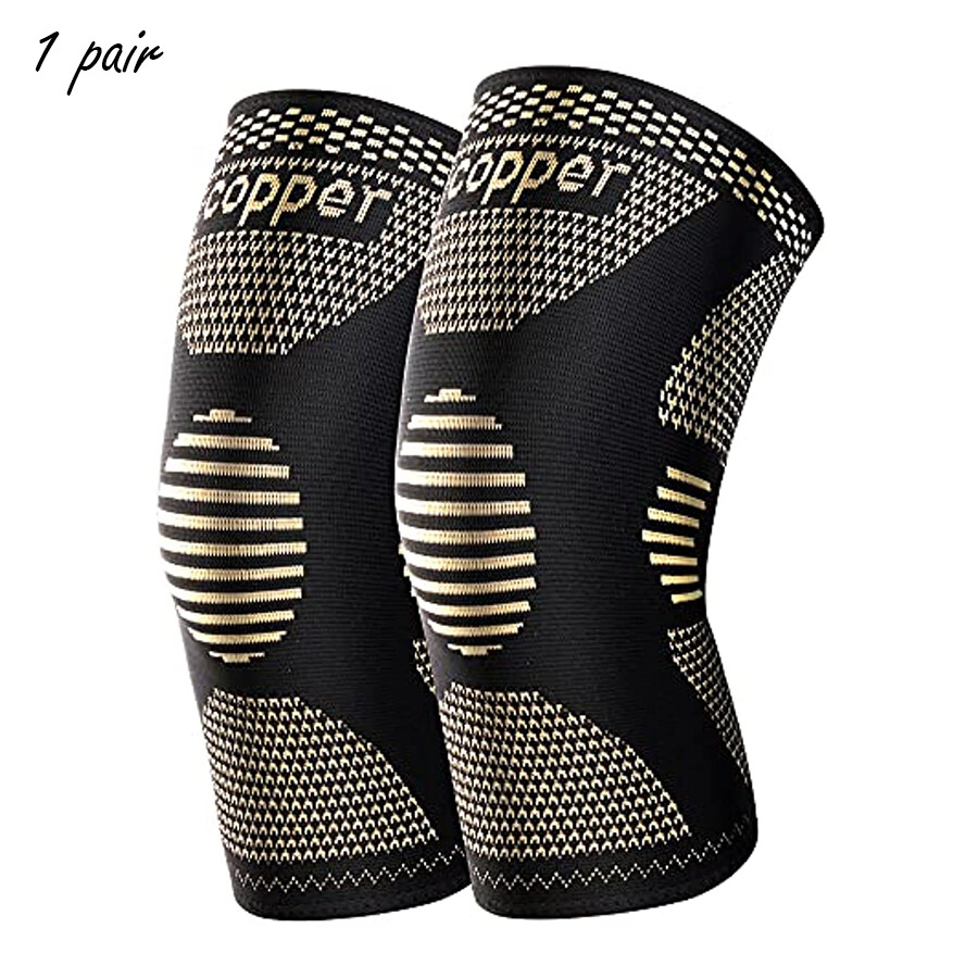 Copper Knee Sleeve Compression Brace Sport Workout Arthritis Pain Relief Support