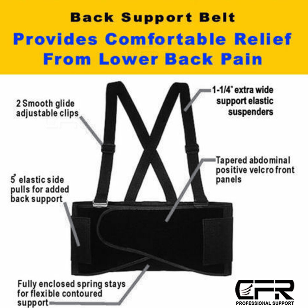Adjustable Back Brace Lumbar Support Belt with Suspenders Heavy Duty Weight Lift