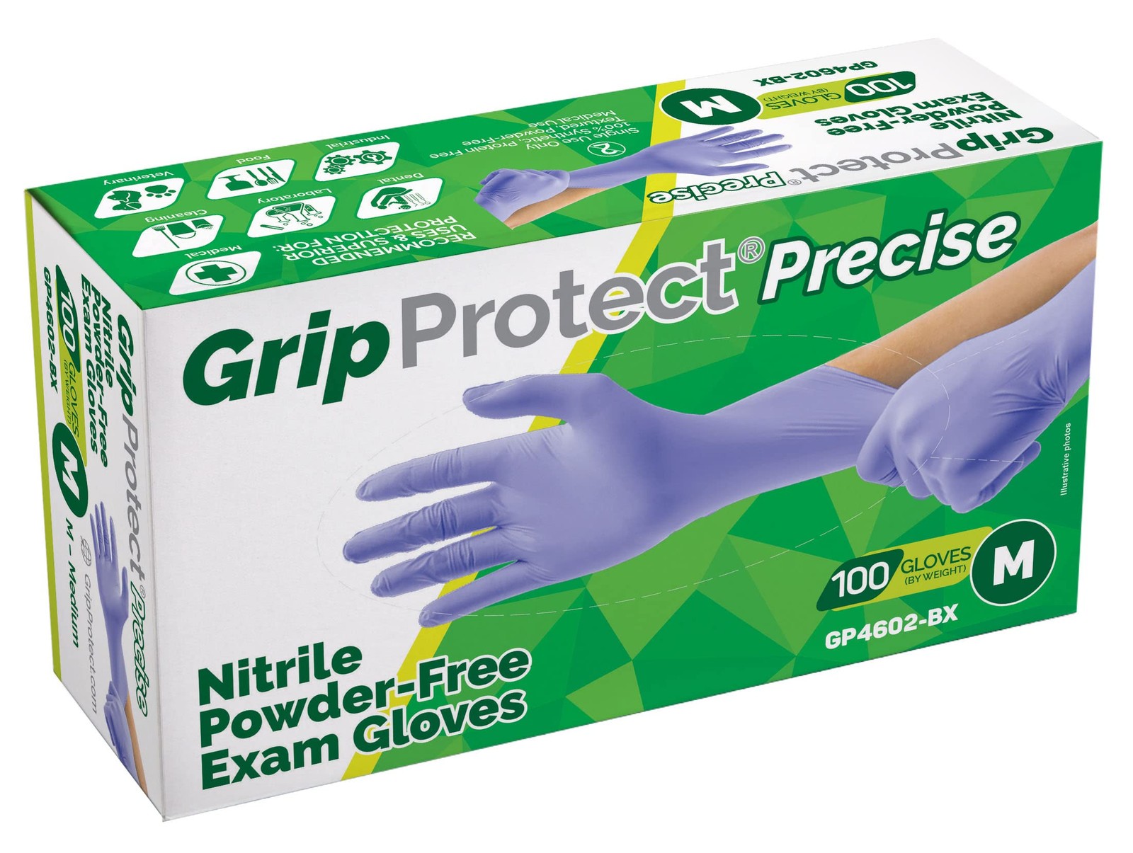 GripProtect Precise Nitrile Gloves 4 Mil – Medium (Pack of 100), Blue