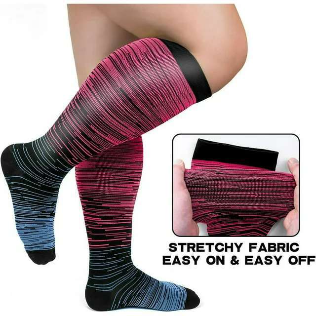 Plus Size Knee High Compression Socks Men Women Medical Stockings XXL-4XL CFR