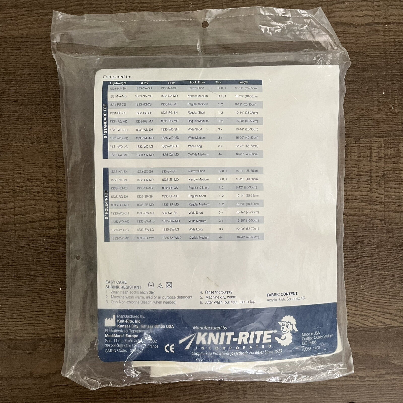 Knit-Rite Prosthetic Soft White Sock 1, 2 16″-20″ LTWT 1S31RGMD S3 (PCK 3) New