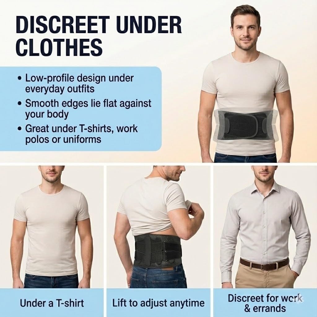 Double Pull Lower Back Brace for Men & Women, Breathable Adjustable Lumbar Su…