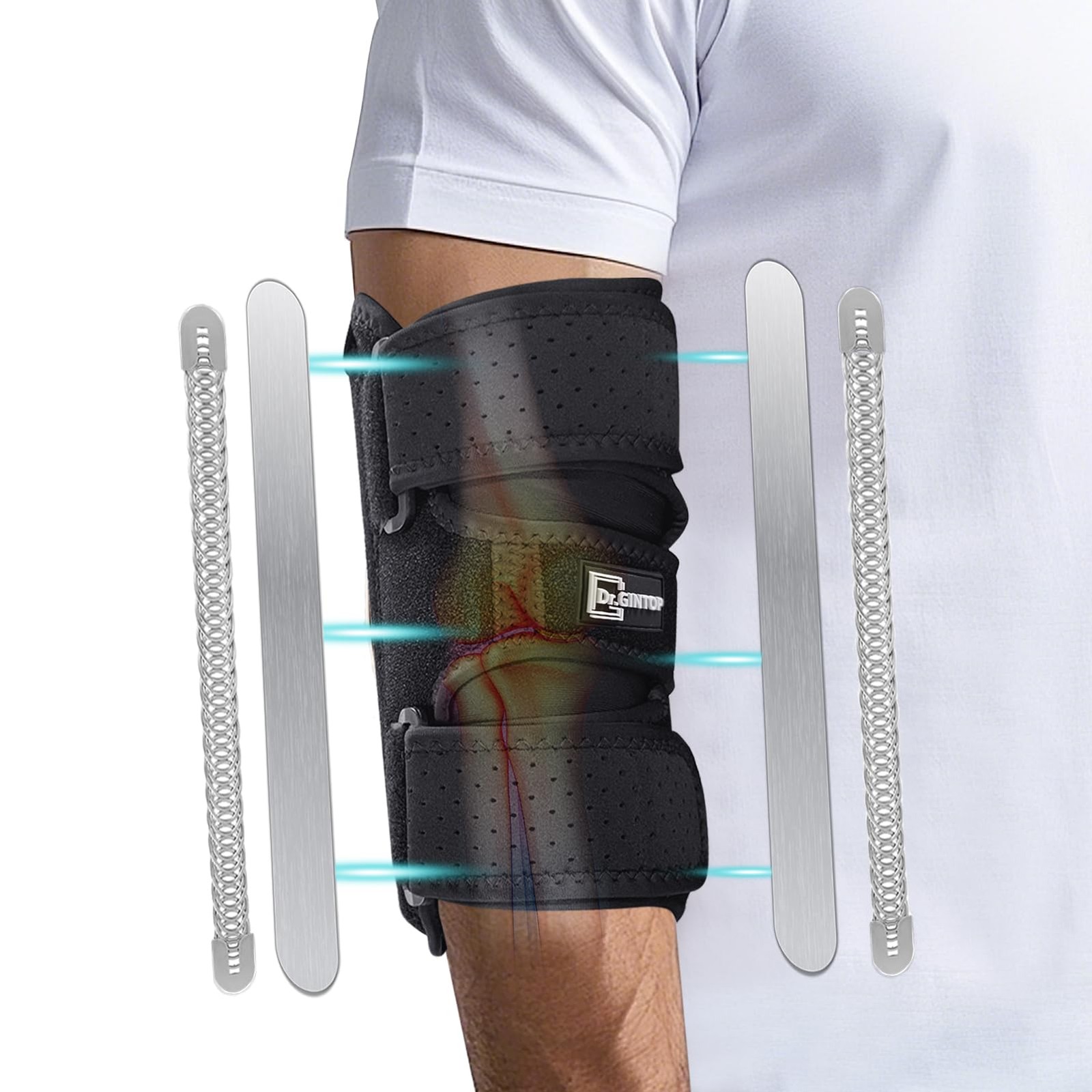 Elbow Brace for Ulnar Nerve Entrapment, Adjustable Elbow Splint w/ 4 Removabl…