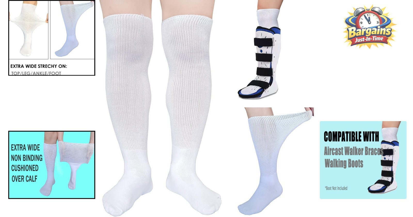 Comfortable Knee High Walking Boot Socks – 2 Pairs for All Orthopedic Boots