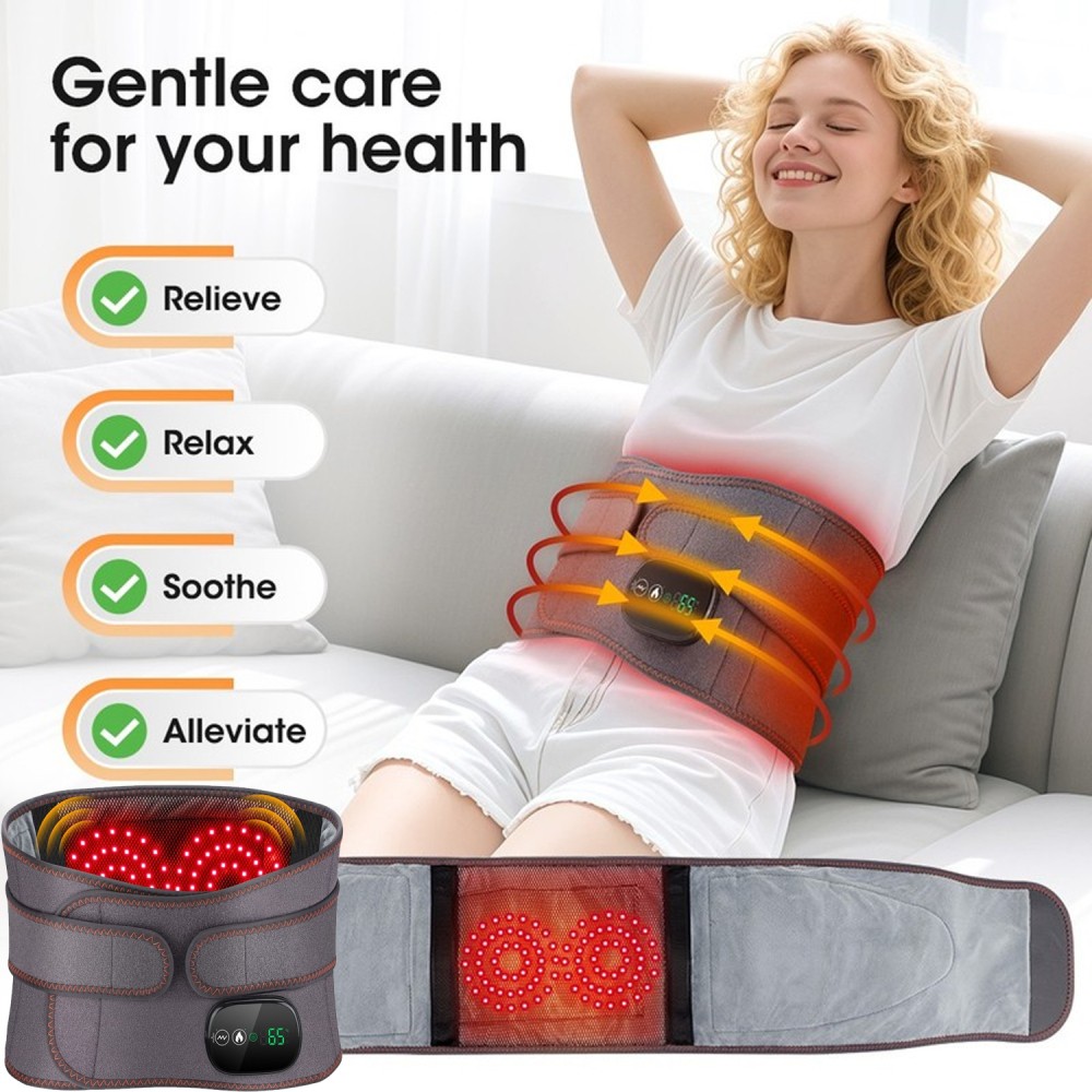 Electric Red Light Therapy Heated Back Massager Waist Brace Lumbar Support Belt