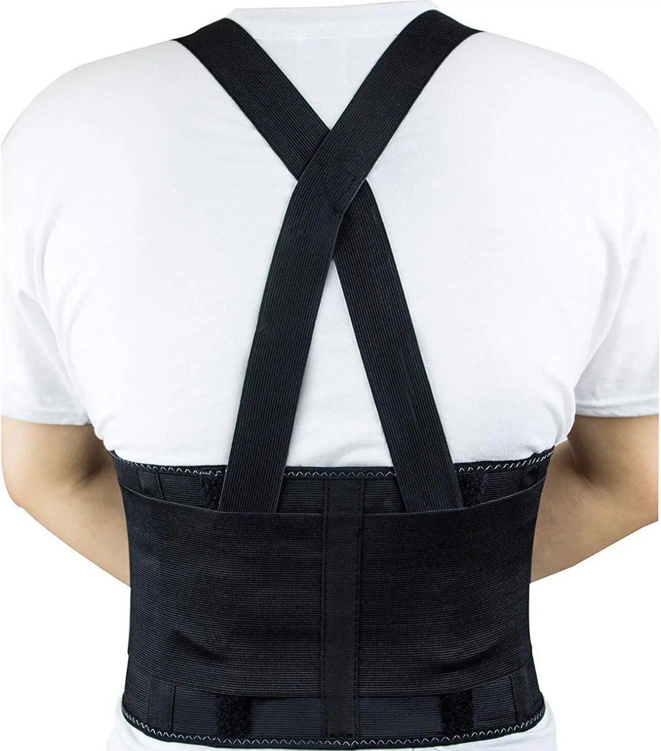 WESTERN SAFETY Elastic Back Support Belt with Adjustable Shoulder Straps Size: L
