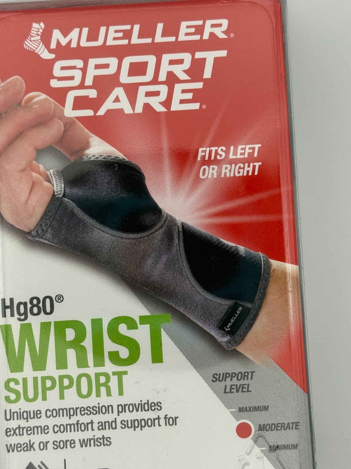 Mueller MLR Hg80 Wrist Support Brace Black Medium 7.5–8.5 in Compression