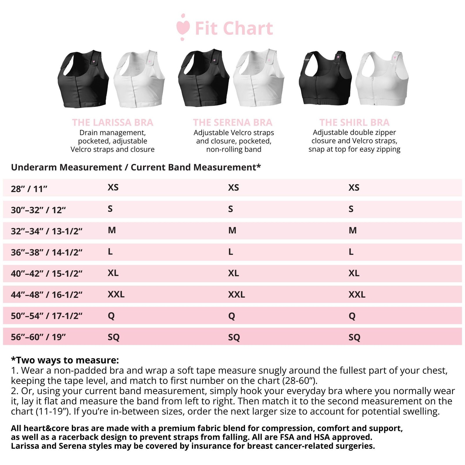 heart&core Serena Bra Post-Surgery Comfortable Racerback Pockets Black Large