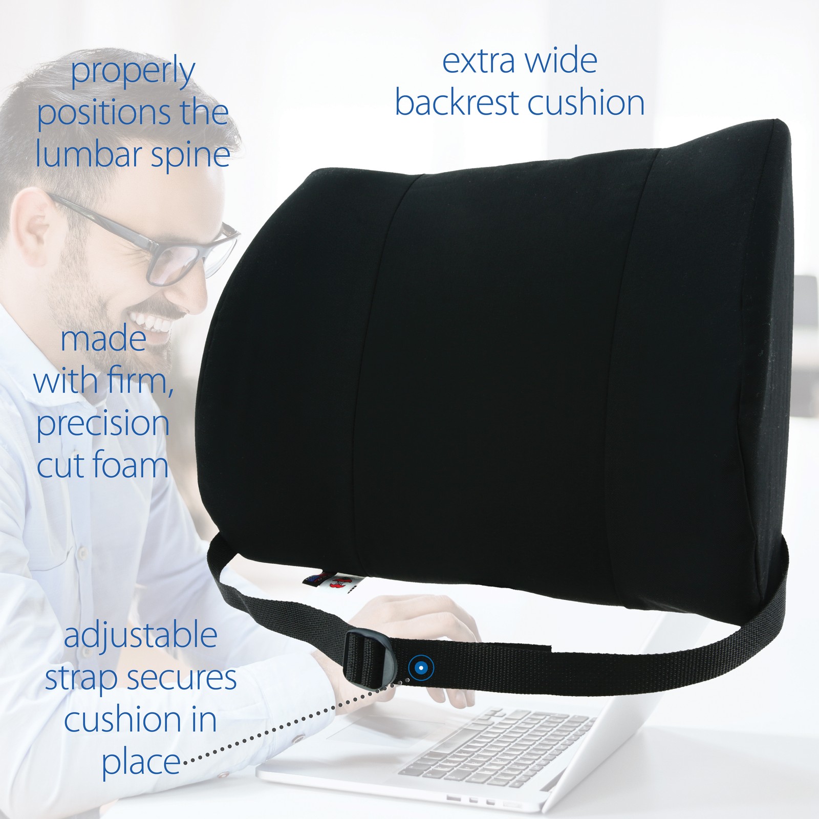 Core Products Sitback Plus Lumbar Wide Support Chair Cushion Car Travel Work USA