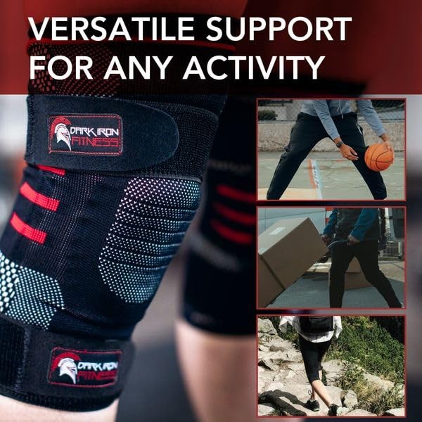 Dark Iron Fitness Knee Brace Pair for Compression & Support Small, Black