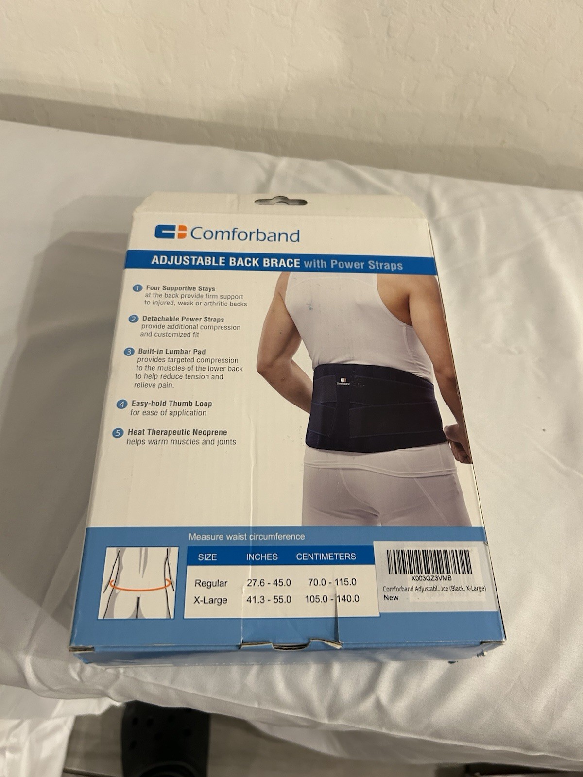 Comforband Adjustable Back Support Brace Size Small/Medium for Men and Women
