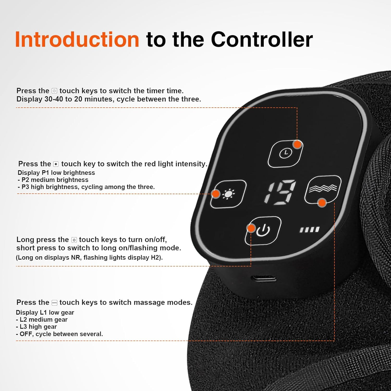 Red Light Knee Brace with Vibration for Pain Relief, Cordless Knee Massager with