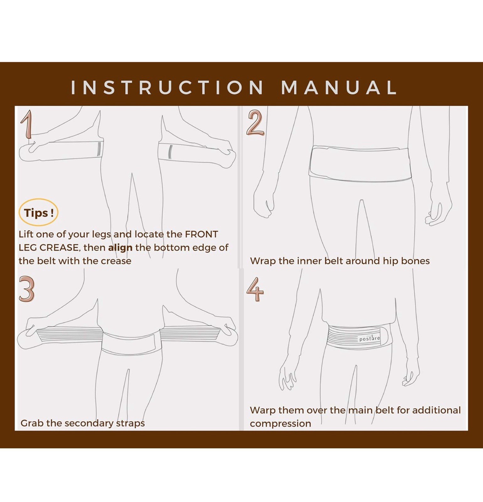 Vriksasana Sacroiliac Hip Belt for Women plus Hip Size 32” – 45” Black