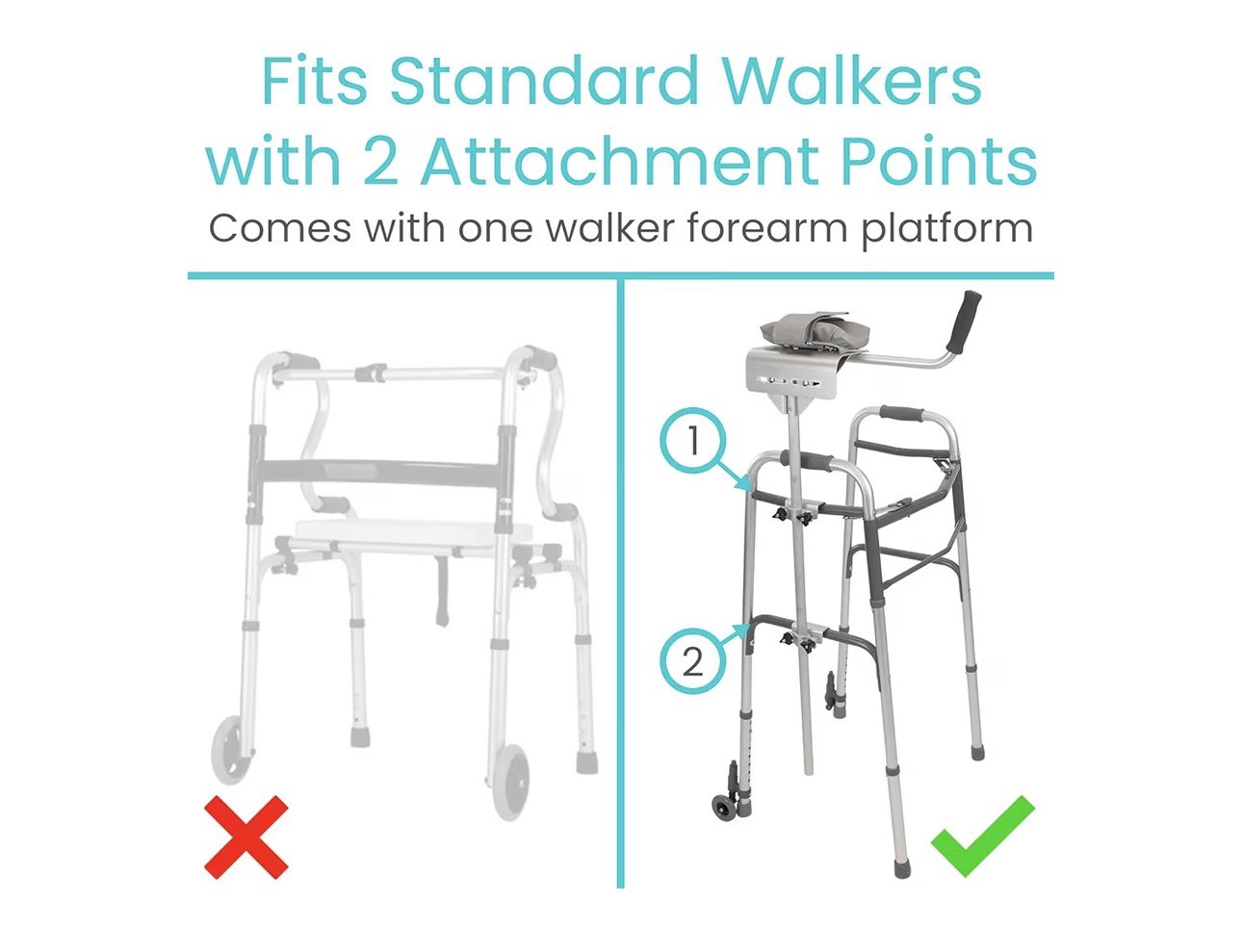 Vive Walker Platform Attachment with Adjustable Padded Cuff,