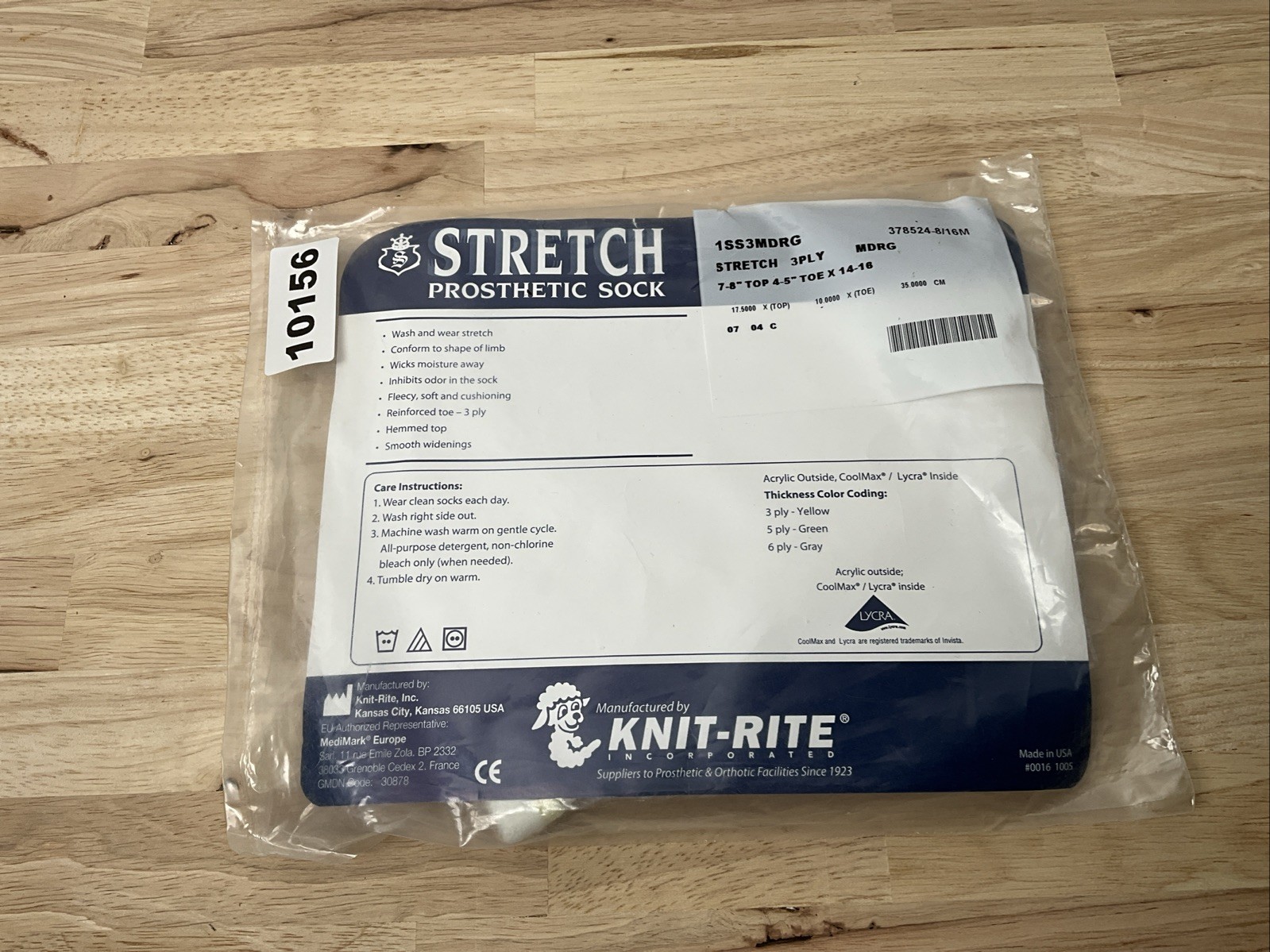 1 Knit-Rite Soft Stretch Prosthetic Socks 3 Ply – MDRG – 7-8″ top 4-5″ Toe 14-16