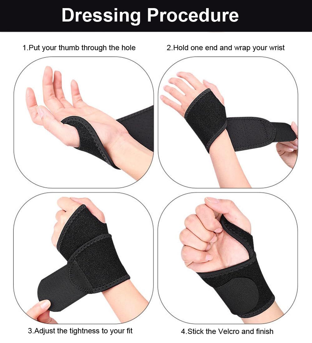 2 Pcs Wrist Support Brace Adjustable Wrist Strap for Fitness Weightlifting