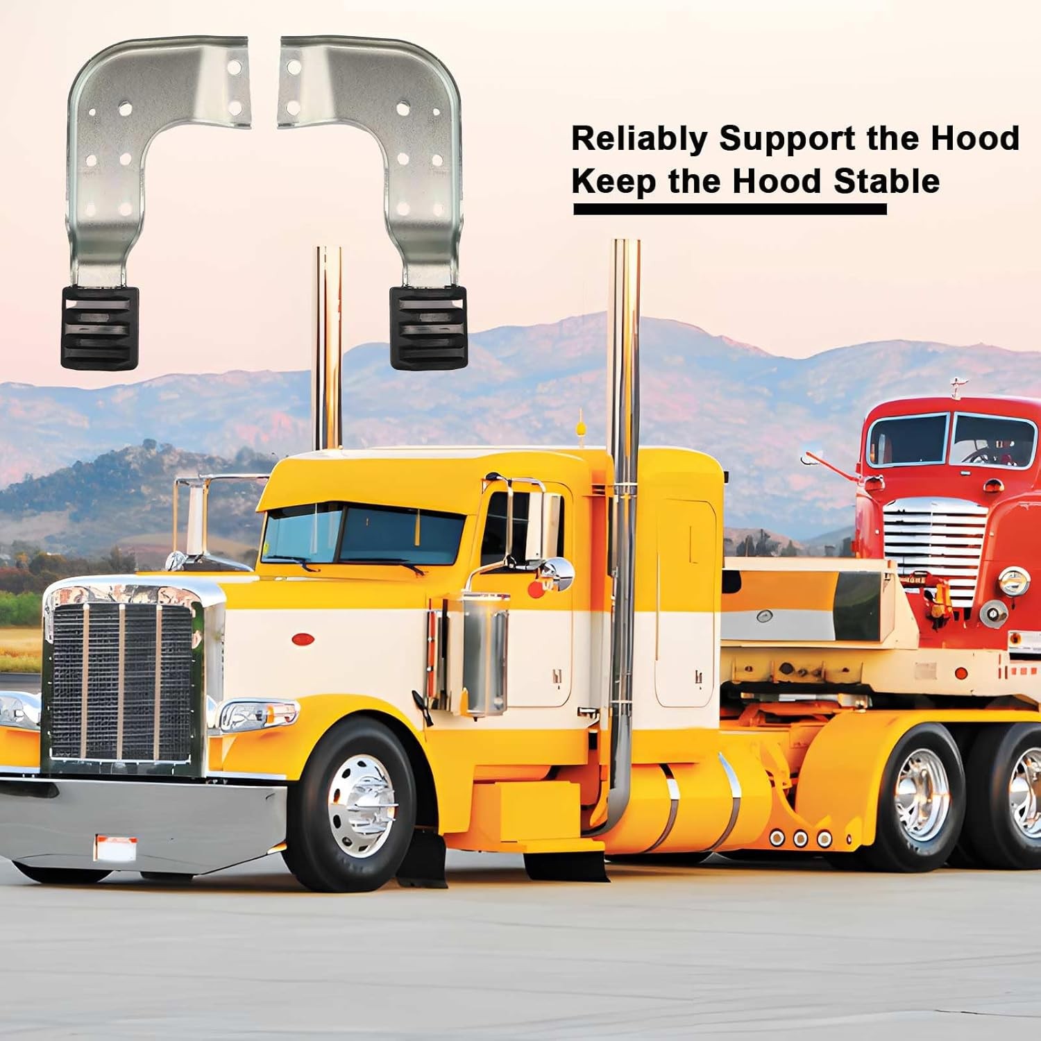 2 Pack Left & Right Hood Bracket Fit for Peterbilt 389 131 Hood Only, Replace MP