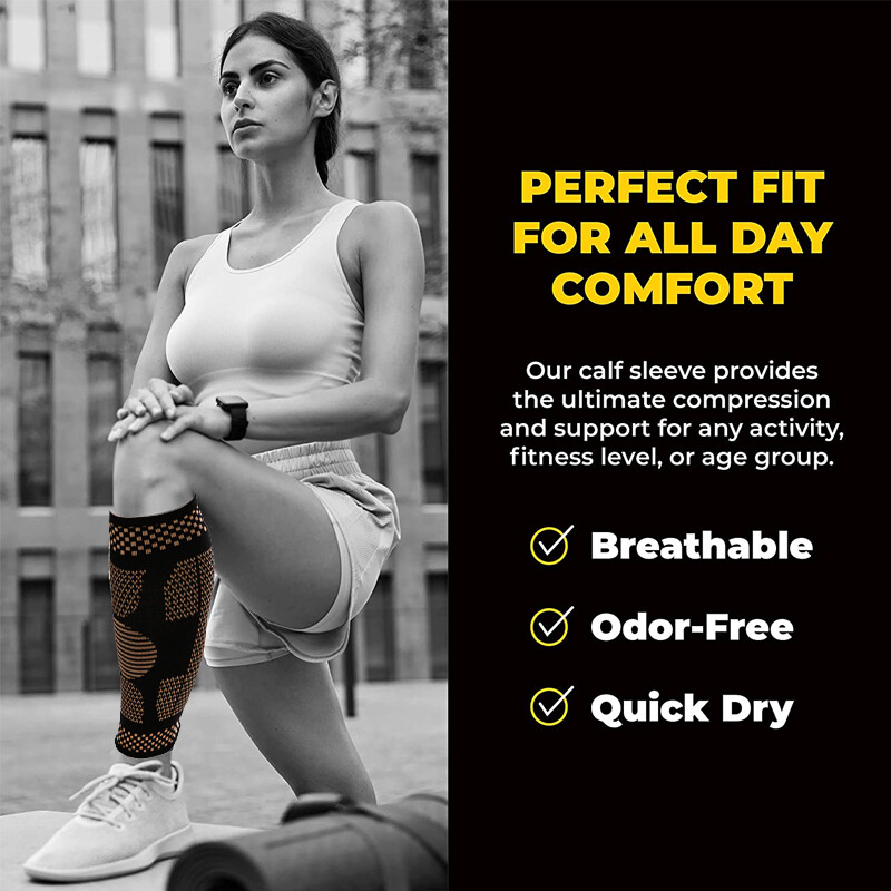 Copper Calf Sleeve Compression Brace Support Pain Relief Sport Arthritis Running