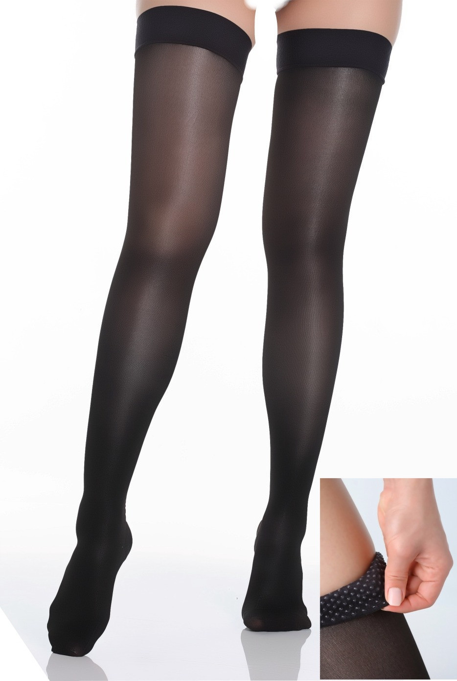 FDA Approved Sheer Compression Stockings Thigh High 20-30 mmHg Silicone Top Band